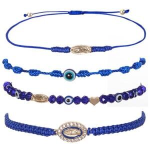 String Evil Eye 7 Knot Lucky Bracelets San Judas Virgin Mary Amulet Jewelry Blue